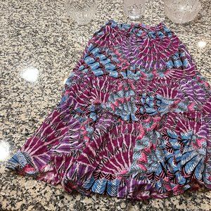 Multi-color floral print long skirt